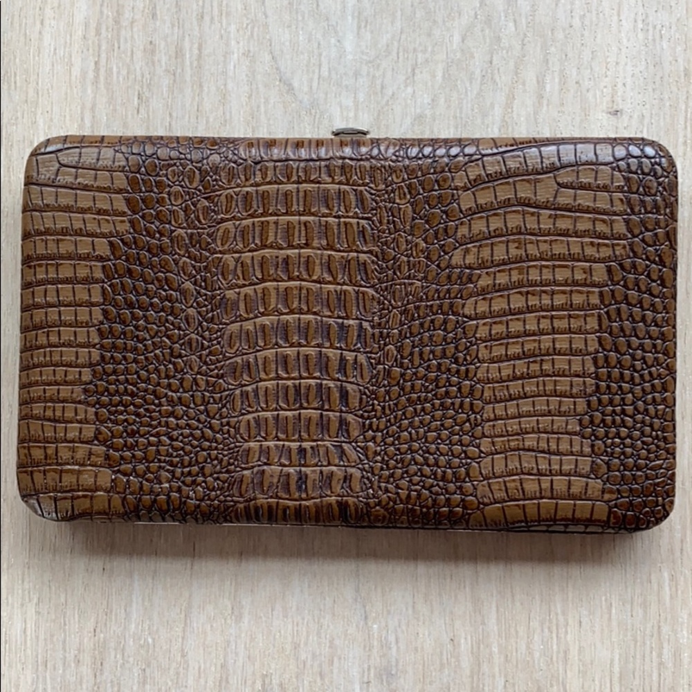 Brown Faux Snake Skin Wallet with Gold Inside New